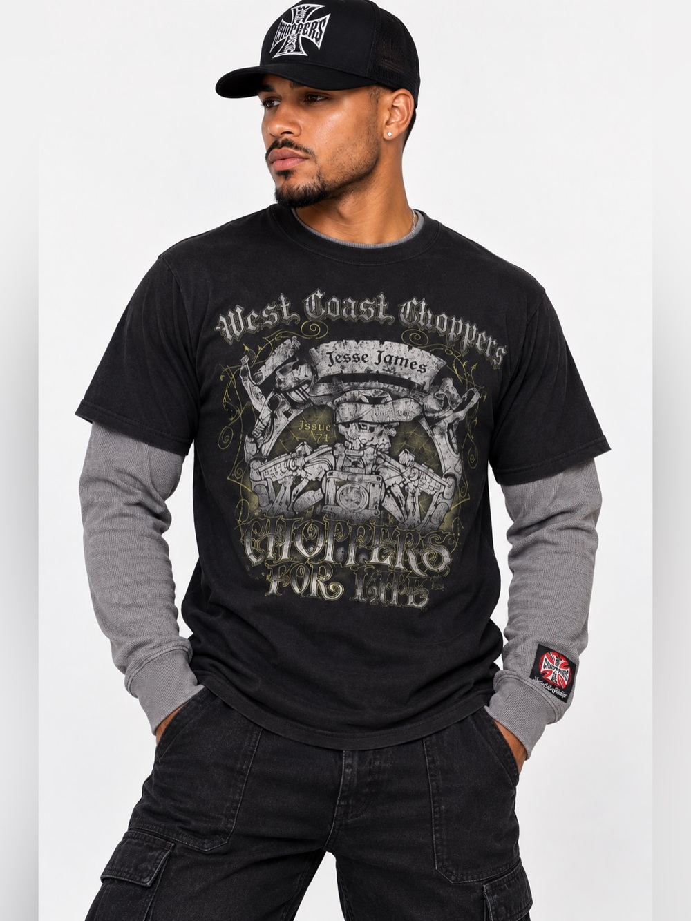 Layered Black Graphic Men’s Shirt